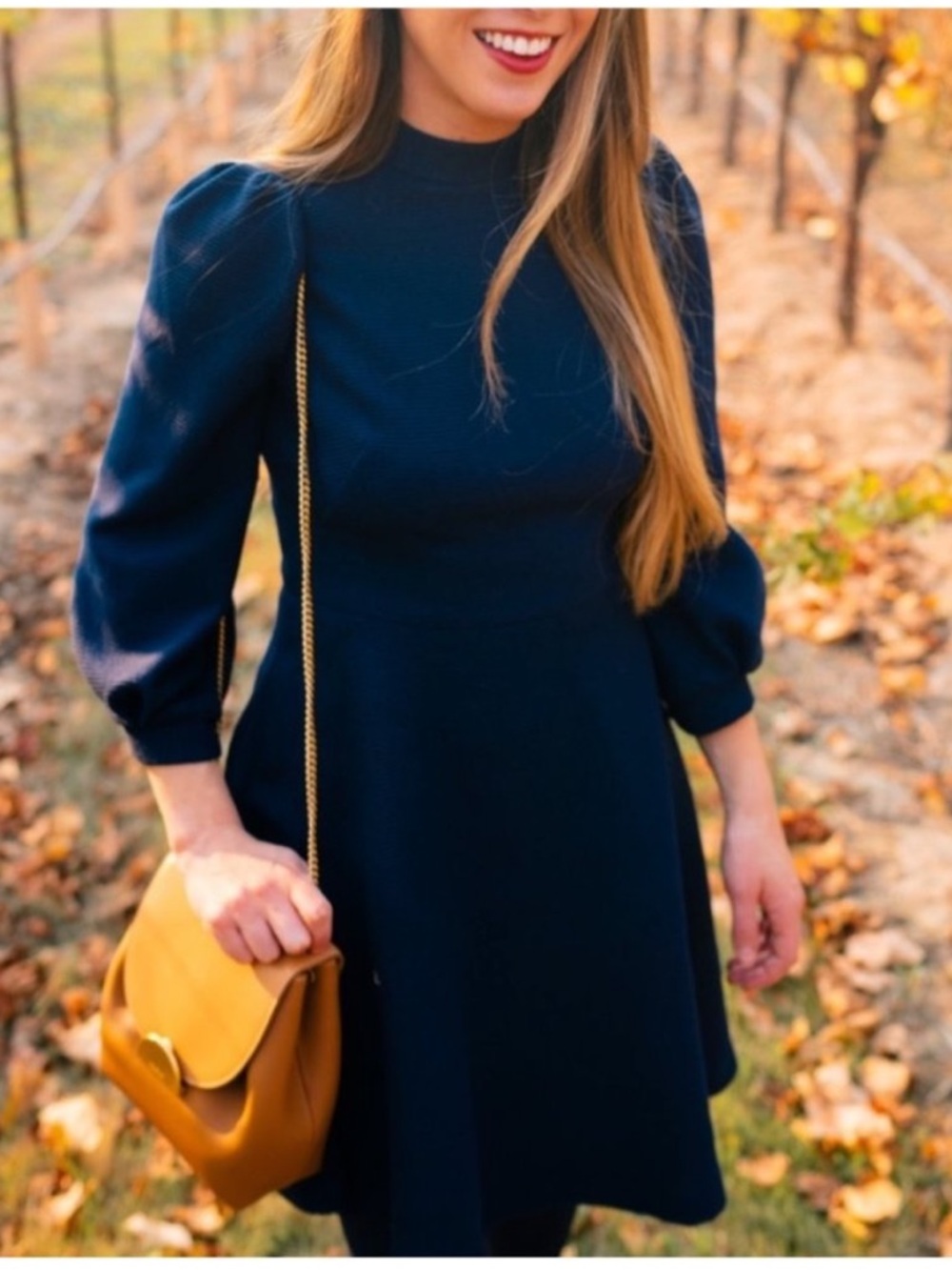 Gal Meets Glam Maggie Ottoman Texture Knit Fit Flare Dress Navy Size 2